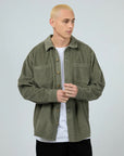 SILENT THEORY- Cord Overshirt -  Khaki
