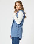 THREADZ-  Ollie Side Button Vest-  Blue