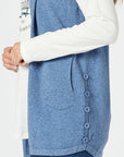 THREADZ-  Ollie Side Button Vest-  Blue