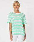 GORDON SMITH- Saint Tropez Stripe Print Tee - Mint.