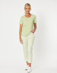 GORDON SMITH- V Neckline Tee Shirt.  Celery