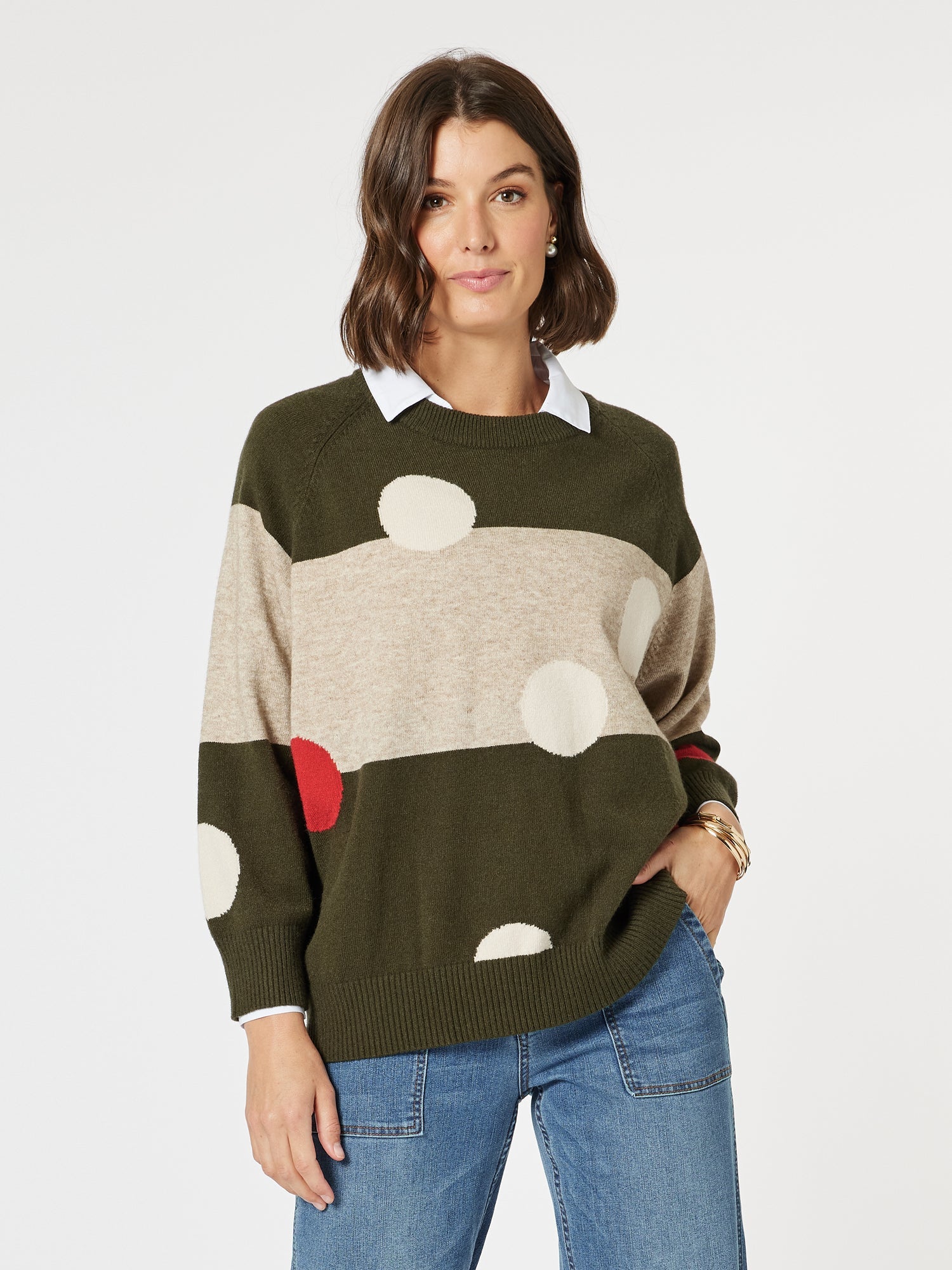 CLARITY Moonlight Spot Print Knit - Khaki.