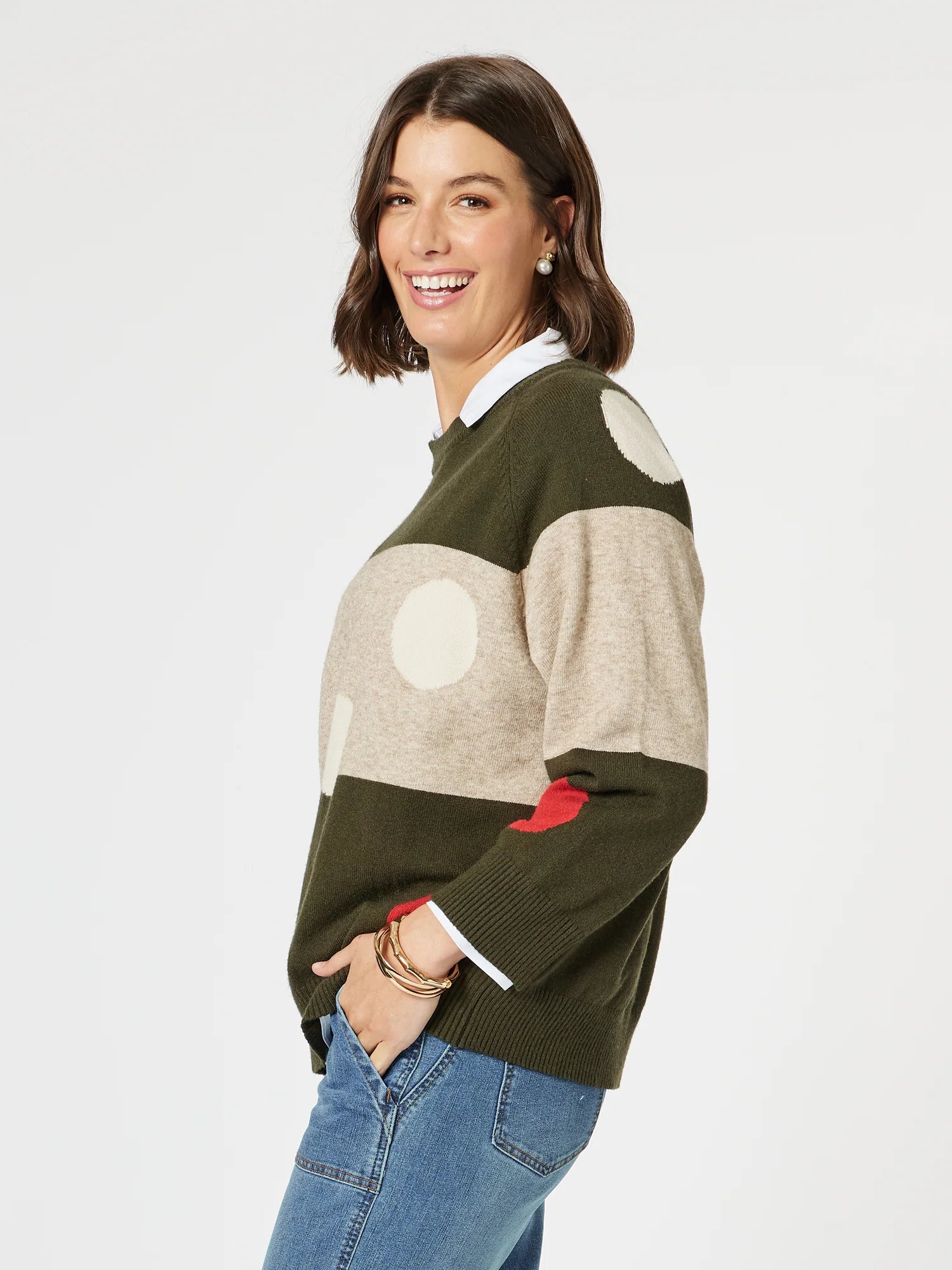 CLARITY Moonlight Spot Print Knit - Khaki.