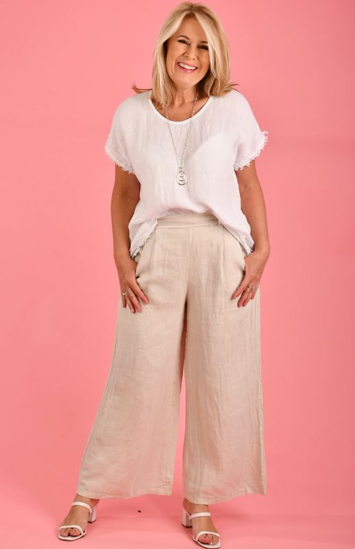 LA SOFIA- Sicily Linen Pants.  Natural
