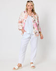 GORDON SMITH - Sarah Linen Pleat Hem Pant - White