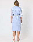 THREADZ - Miramar Stripe Print Shirt Dress - Blue/White
