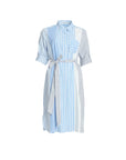 THREADZ - Miramar Stripe Print Shirt Dress - Blue/White