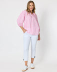 THREADZ - Montecito Stripe Print Top - Lipstick White