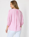 THREADZ - Montecito Stripe Print Top - Lipstick White