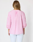 THREADZ - Montecito Stripe Print Top - Lipstick White