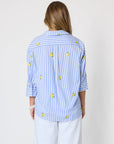 THREADZ - Spritz Embroidered Stripe Print Shirt - Blue/White