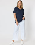 THREADZ - Dune Carpenter Wide Leg Cropped Pant - White