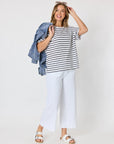THREADZ - Dune Carpenter Wide Leg Cropped Pant - White