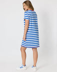 THREADZ - Rhode Island Embroidered Stripe Dress - Azure White