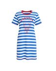 THREADZ - Rhode Island Embroidered Stripe Dress - Azure White
