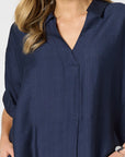 CLARITY - Del Mar Pleat Detail Top - Navy
