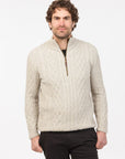 ARRAN HALF ZIP SWEATER - Natural