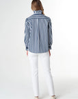 GOONDIWINDI - Frill Stripe Shirt - White/Navy