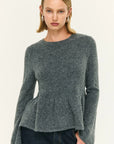 STAPLE THE LABEL - Noelle Peplum Knit Top - Charcoal Grey
