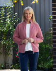 EQUINOX- Soft Knit Ribbed Zip through Cardi with fine cable stitch on sleeves