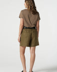 GOONDIWINDI COTTON - Front Pleat Linen Short.  Otter