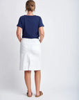 GOONDIWINDI COTTON - Denim Knee Length Skirt.  White
