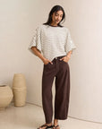 CERES - Lucy Relaxed Sleeve Tee - Brown / Cream