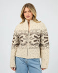 ALL ABOUT EVE - Zoe Knit Zip Thru - Oat