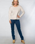 EQUINOX - Computer Knit Round Neck Sweater - Taupe
