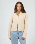 SILENT THEORY- MAPLE ZIP THRU KNIT JUMPER. NATURAL 6057009.