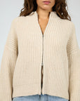 SILENT THEORY- MAPLE ZIP THRU KNIT JUMPER. NATURAL 6057009.