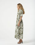 GOONDIWINDI COTTON - Maxi Framed Shirt Dress.  Green Print