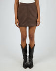 ALL ABOUT EVE- Dallas Suede Skirt.  Brown.