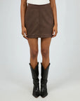 ALL ABOUT EVE- Dallas Suede Skirt.  Brown.