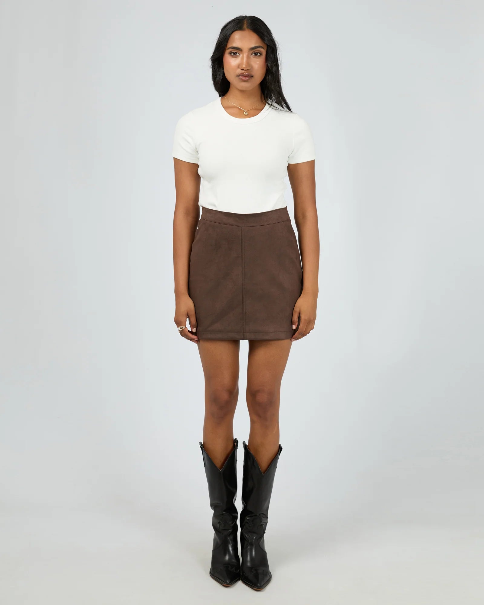 ALL ABOUT EVE- Dallas Suede Skirt.  Brown.