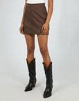ALL ABOUT EVE- Dallas Suede Skirt.  Brown.