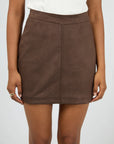 ALL ABOUT EVE- Dallas Suede Skirt.  Brown.