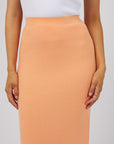 ALL ABOUT EVE-  Henley Knit Skirt.  Orange