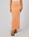 ALL ABOUT EVE-  Henley Knit Skirt.  Orange