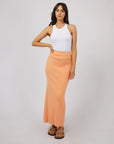 ALL ABOUT EVE-  Henley Knit Skirt.  Orange