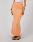 ALL ABOUT EVE-  Henley Knit Skirt.  Orange
