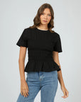 ALL ABOUT EVE - Lipa Ruched Top.  Black