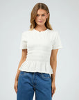 ALL ABOUT EVE- Lipa Ruched Top.  White