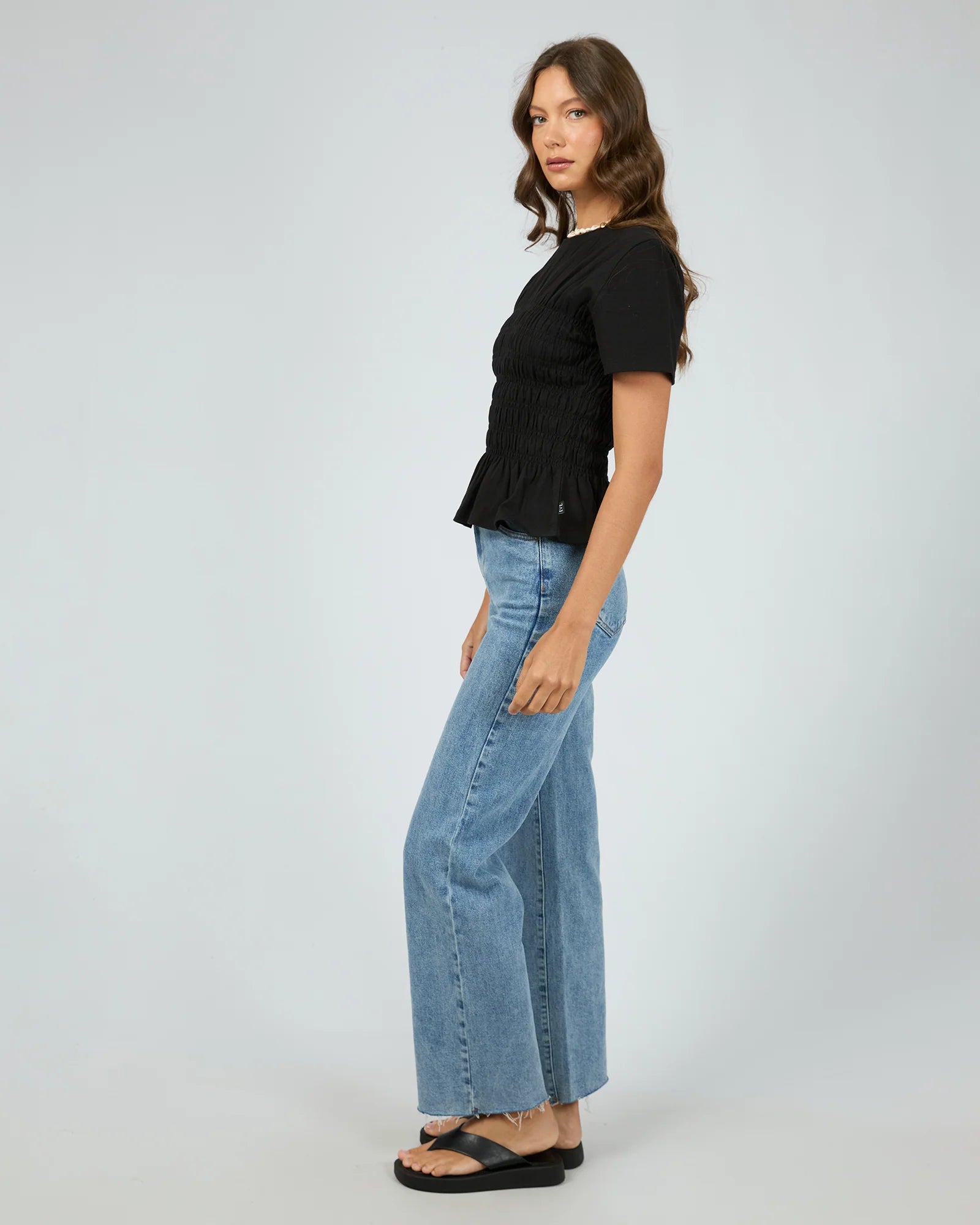 ALL ABOUT EVE - Lipa Ruched Top.  Black