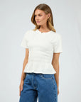 ALL ABOUT EVE- Lipa Ruched Top.  White