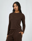 ALL ABOUT EVE- Luxe Active L/S Top. Brown.