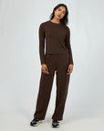 ALL ABOUT EVE- Luxe Active L/S Top. Brown.