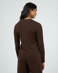 ALL ABOUT EVE- Luxe Active L/S Top. Brown.