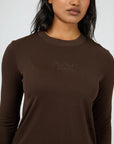 ALL ABOUT EVE- Luxe Active L/S Top. Brown.
