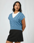 ALL ABOUT EVE BROOKLYN KNIT VEST BLUE